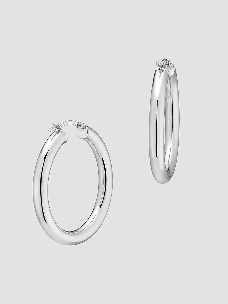 Women's Everyday Bold Hoop Earrings in Sterling Silver - Silver