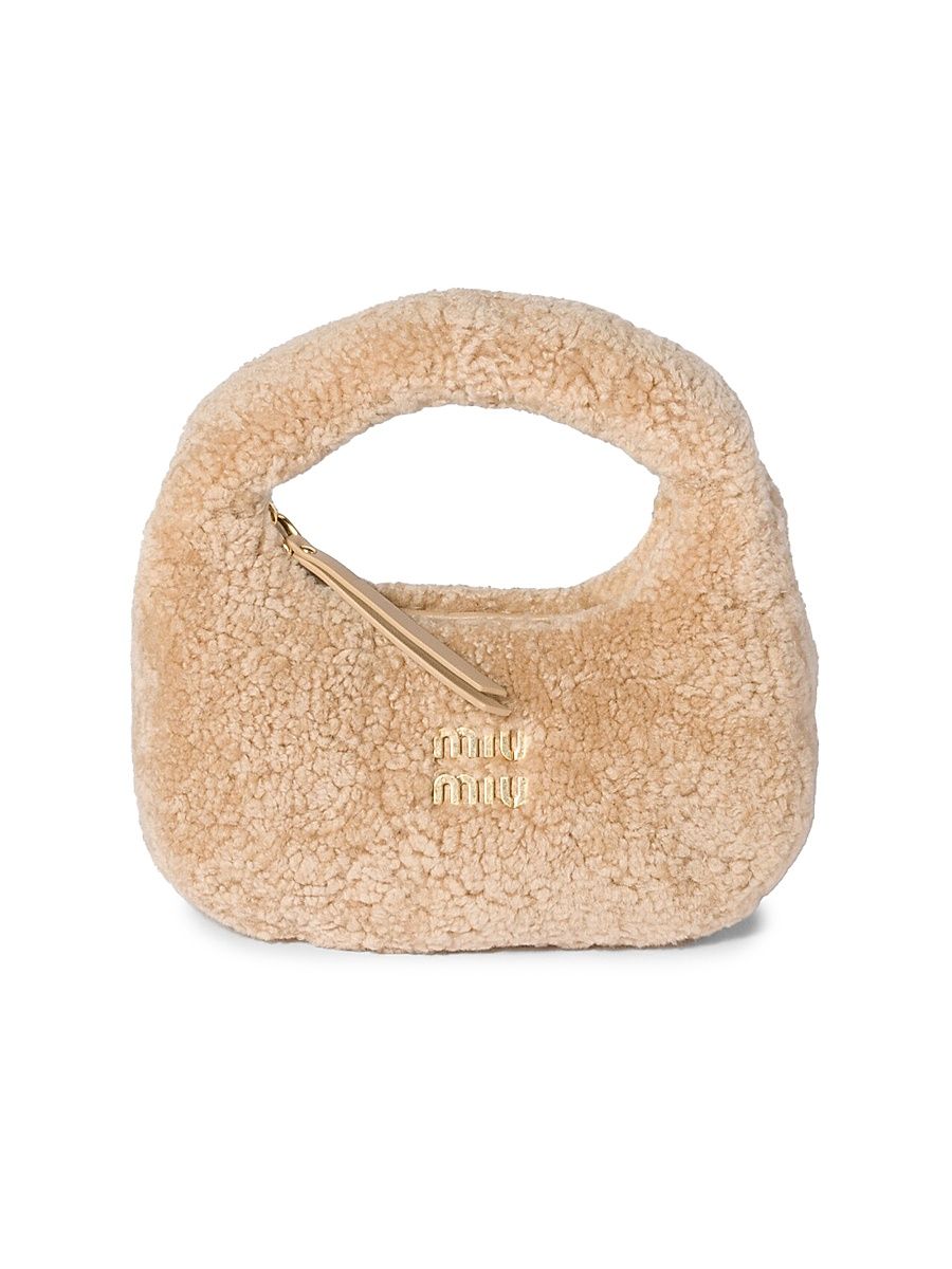Women's Wander Shearling Mini Top Handle Bag - Beige Khaki