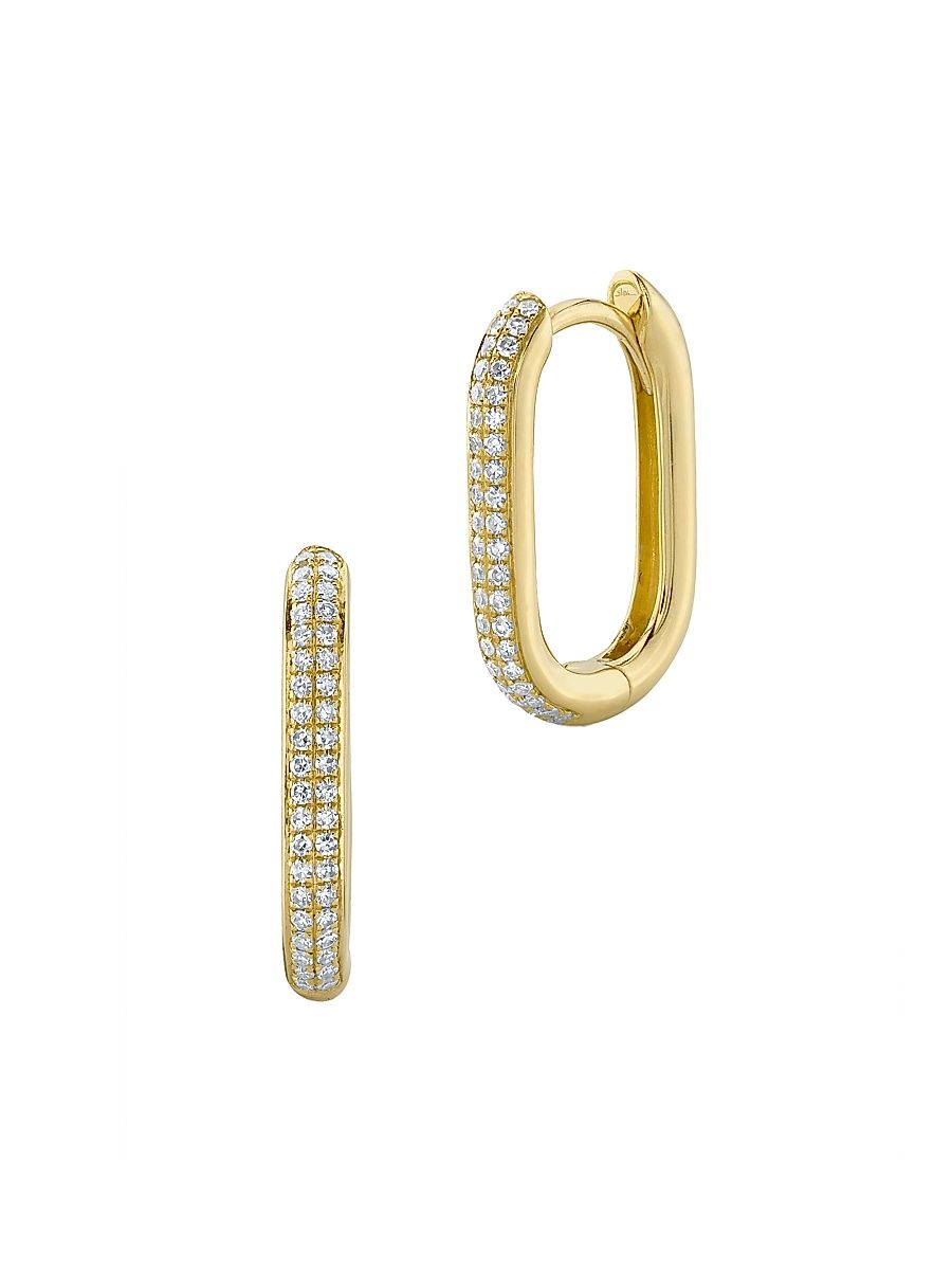 Women's Kate 14K Yellow Gold & 0.18 TCW Diamond Oval Hoop Earrings - Yellow Gold