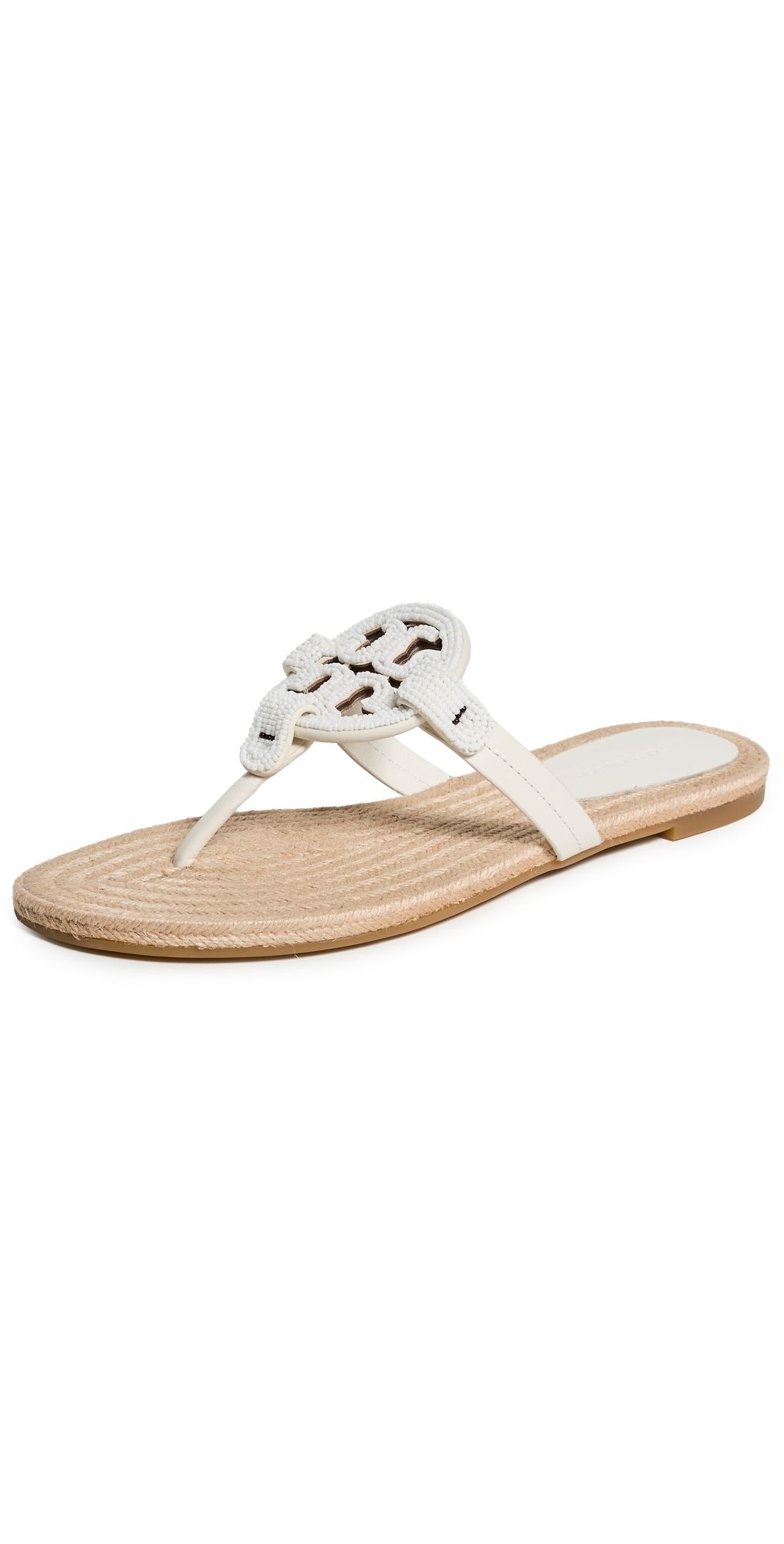 Tory Burch Miller Beaded Espadrille Sandals Blanc 8.5