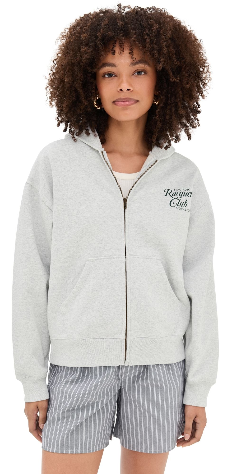 Sporty & Rich NYRC Zip Hoodie Heather Gray XL