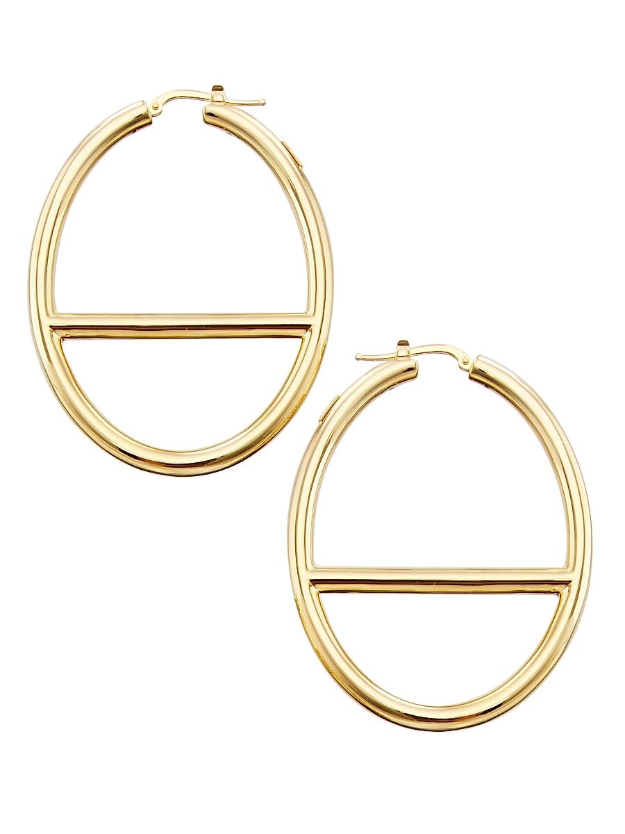 Women's 14K Yellow Gold Large Oval Mariner-Link Hoop Earrings - Gold