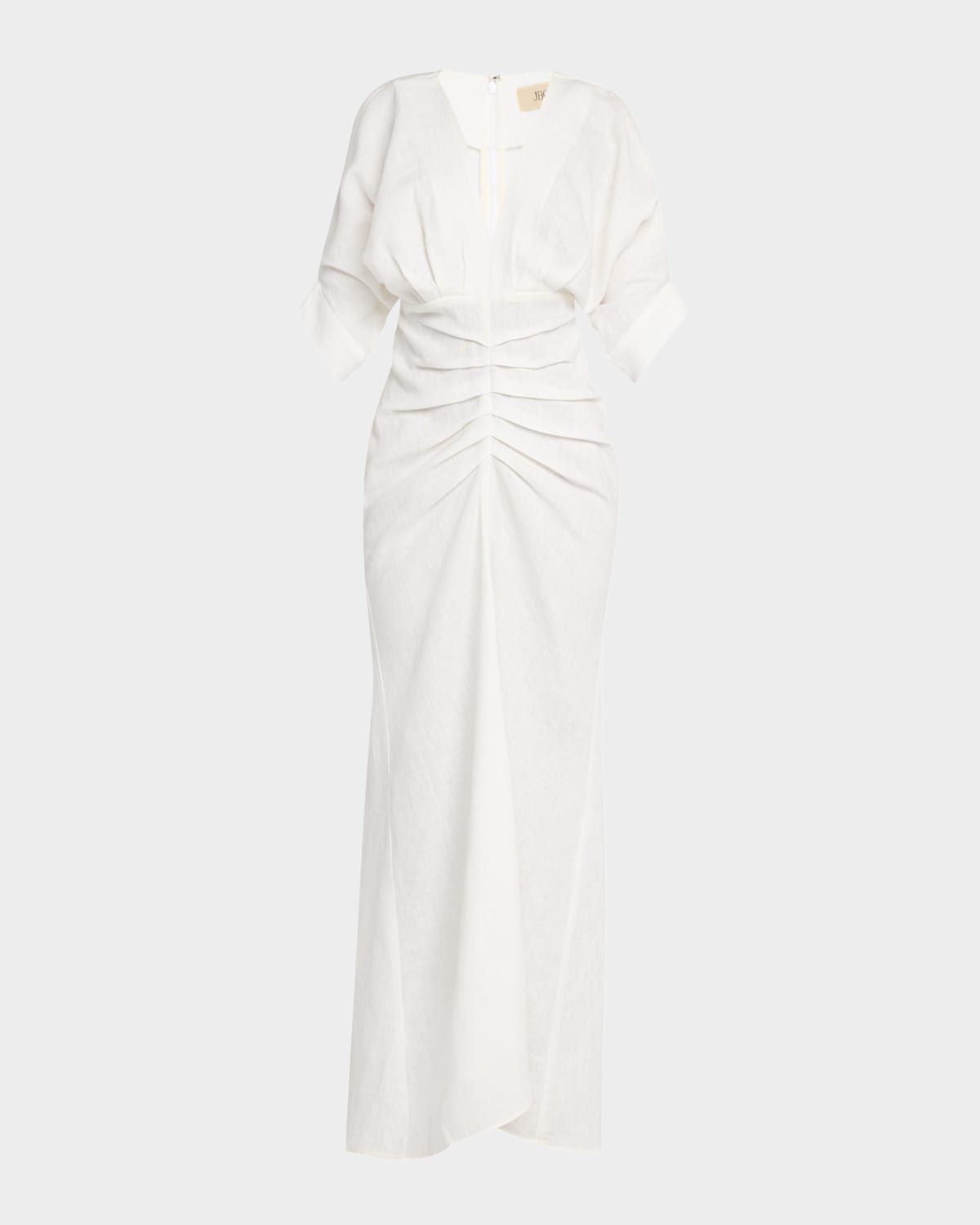 Brennan Gathered Linen Maxi Dress