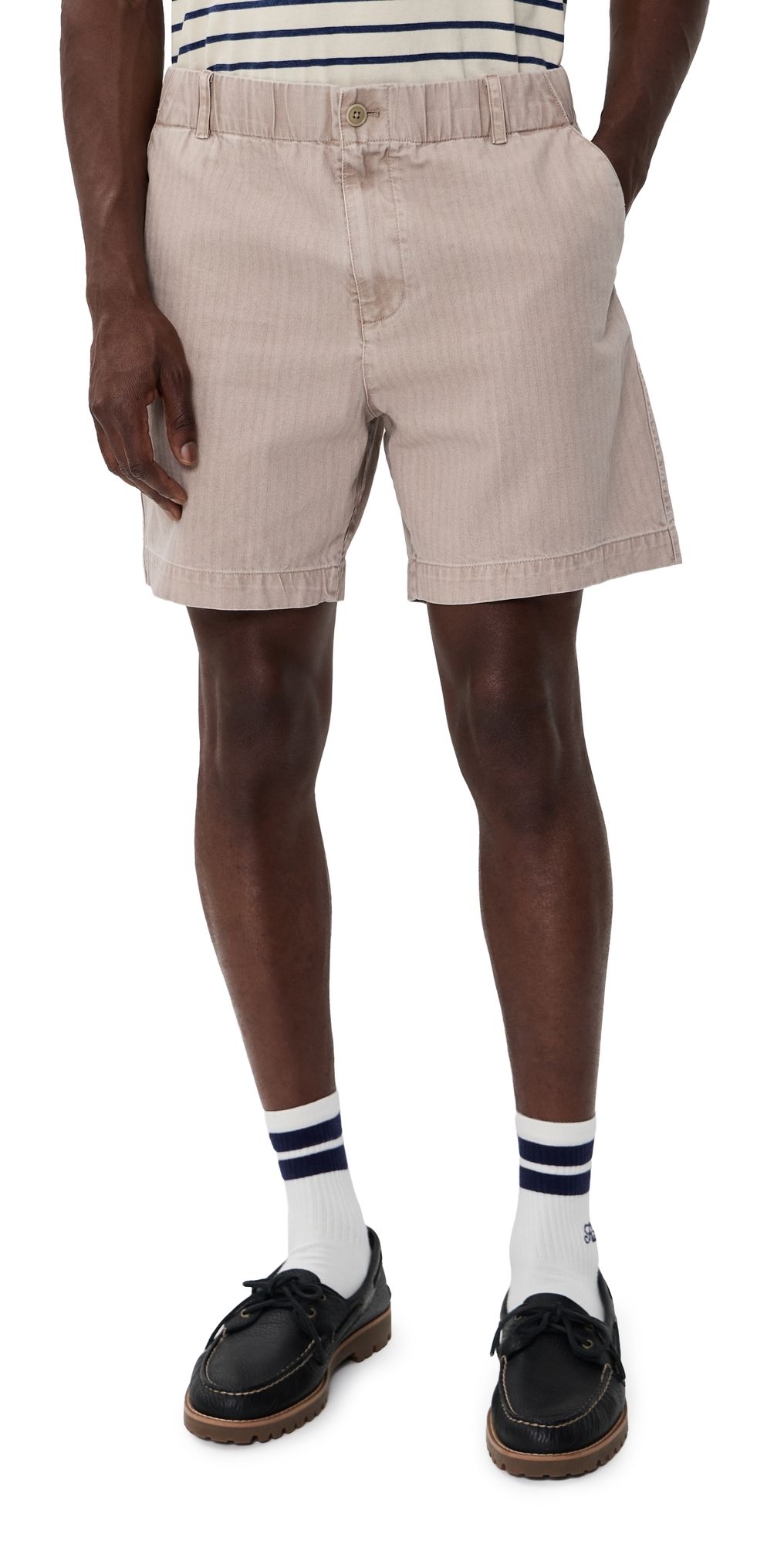 Alex Mill Pull On Shorts In Cotton Herringbone Faded Grey XS