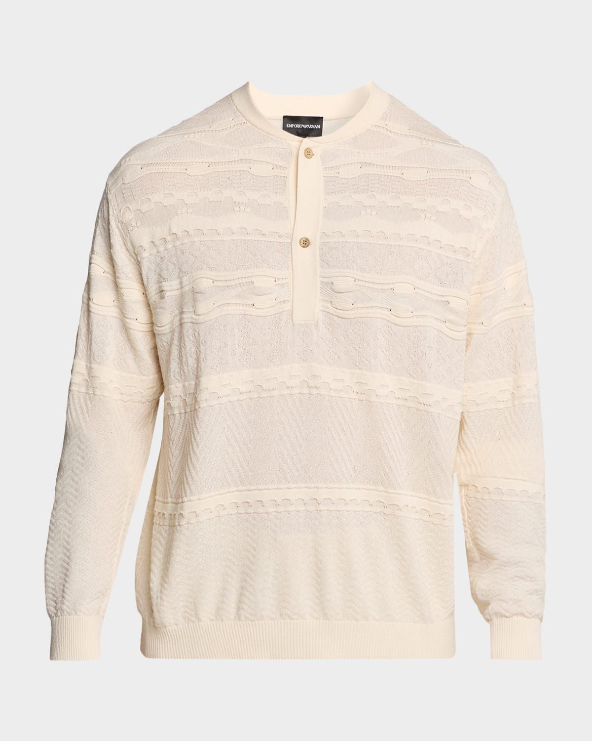 Men & apos;s Mixed-Stitch Henley Sweater