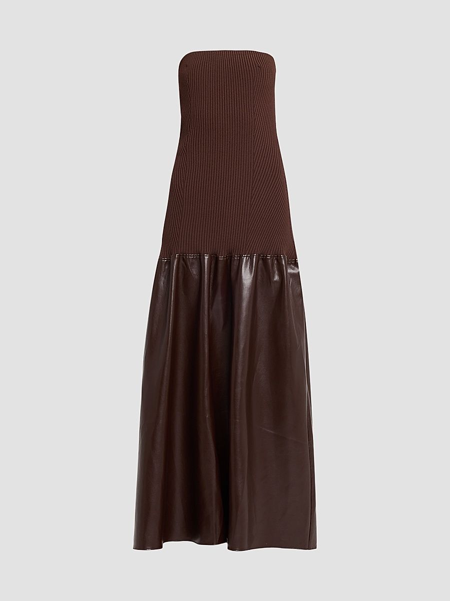 Et Ochs Women's Sabine Knit Combo Dress - Mocha - Size XL