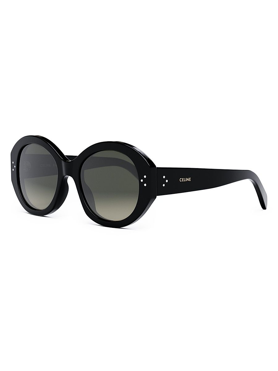 Women's Bold 3 Dots 53MM Round Sunglasses - Shiny Black