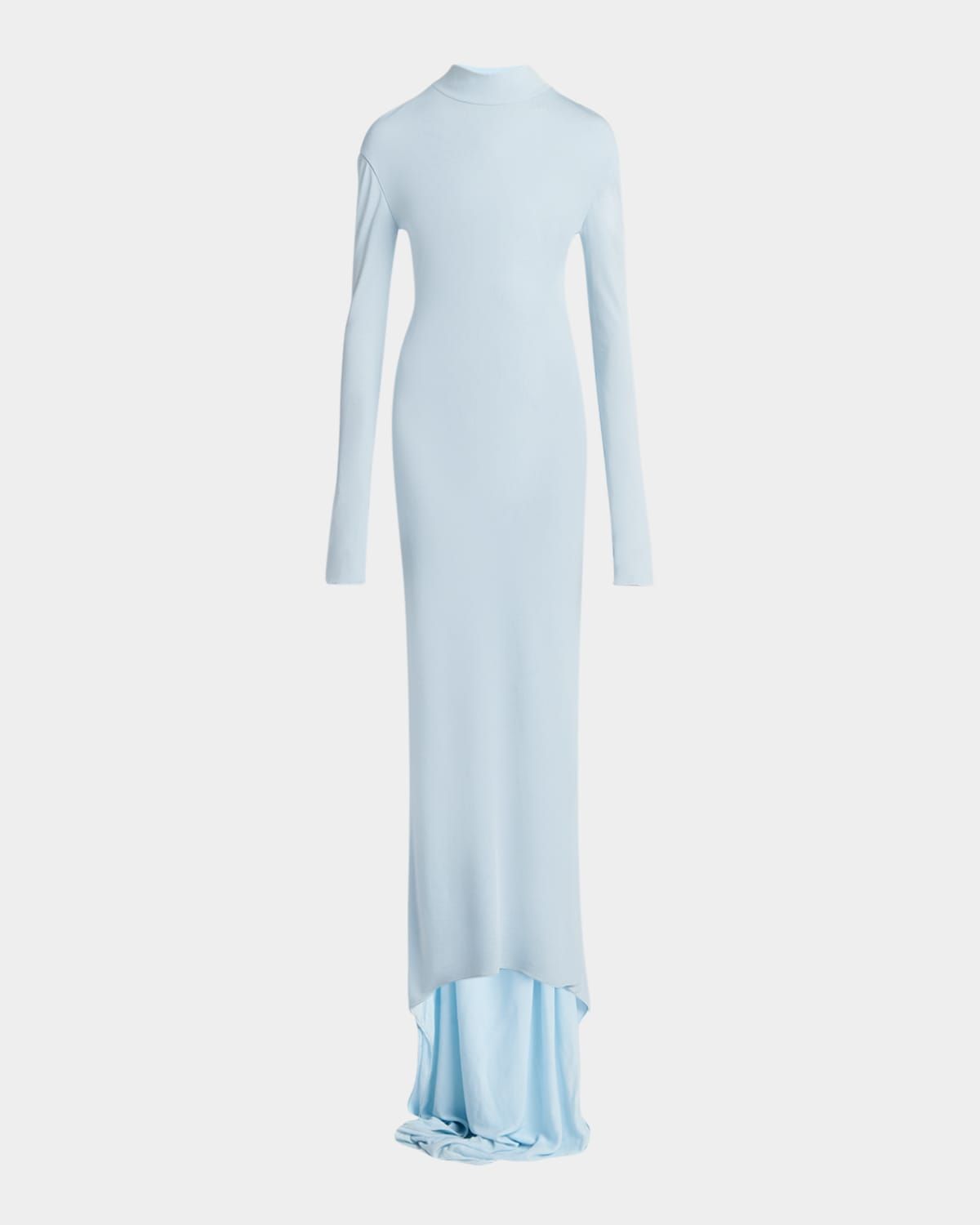 Long-Sleeve Twisted Open-Back Crepe Jersey Gown