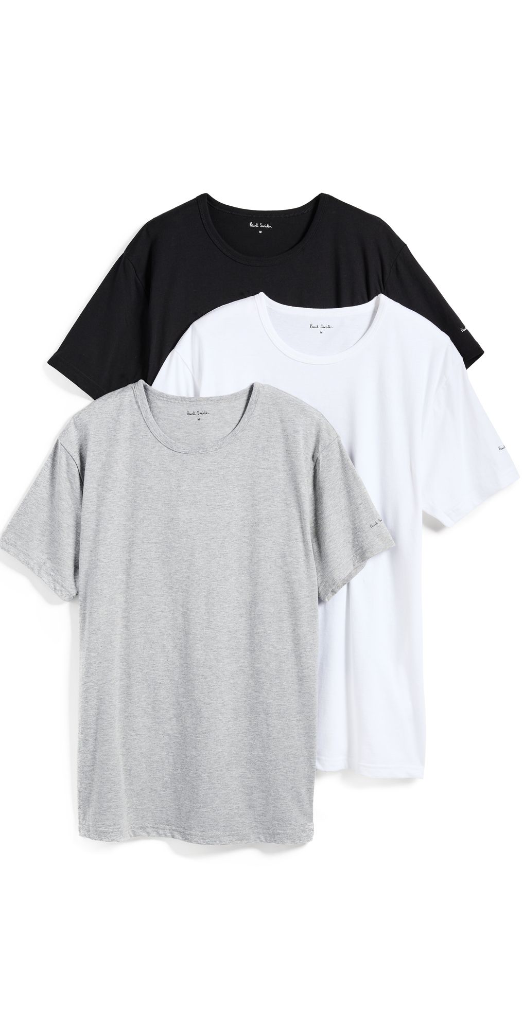 Paul Smith Cotton Logo Lounge T-Shirts 3 Pack Black/White/Grey XXL