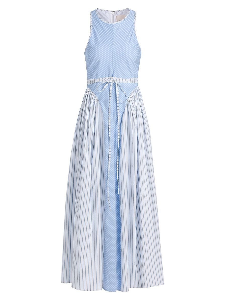 Women's Emin Striped Poplin Midi-Dress - Cornflower White - Size 14