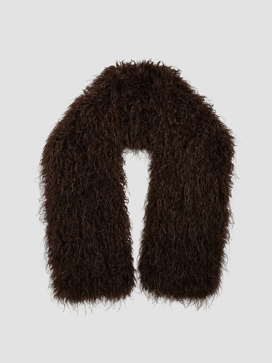 Apparis Women's Dame Faux-Mongolian Fur Shawl - Deep Brown
