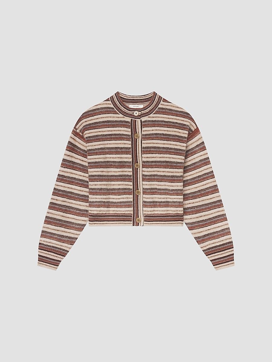 Women's The Femme Mohair-Wool Cardigan - Sky Blue Multi Stripe - Size XS