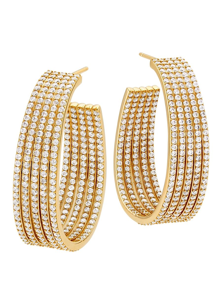 Women's Feliz 18K Gold-Plated & CUbic Zirconia C-Hoop Earrings - Gold