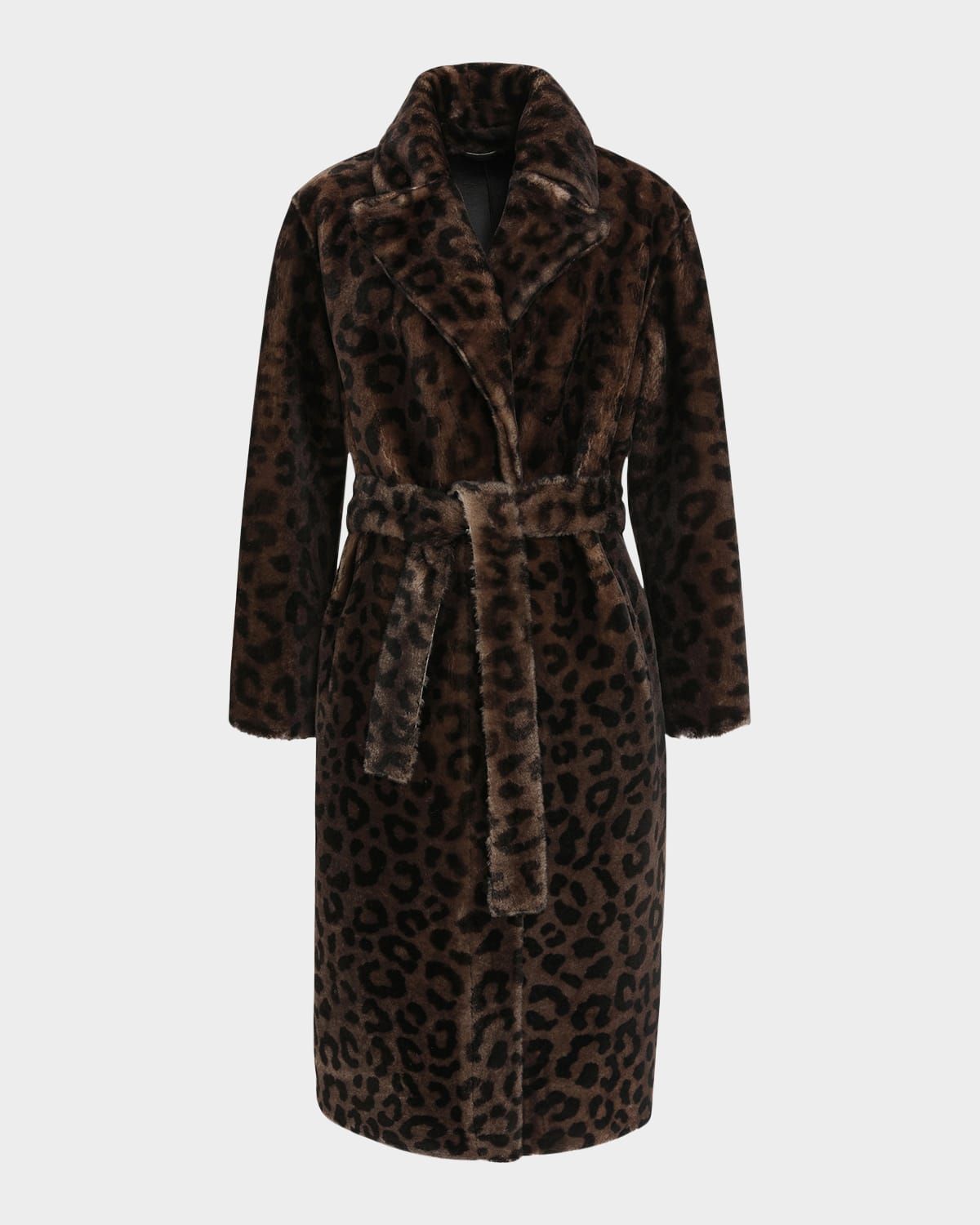 Reversible Leopard-Print Shearling Lamb Stroller With Belt