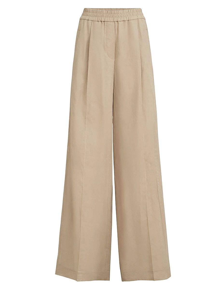 Women's Cotton Organza Loose Track Trousers - Beige - Size 00