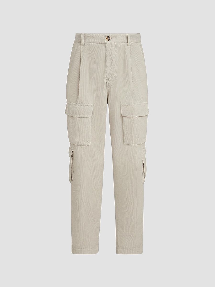 Men's Garment-Dyed Trousers in Cotton Narrow Wale Corduroy - Beige - Size 44