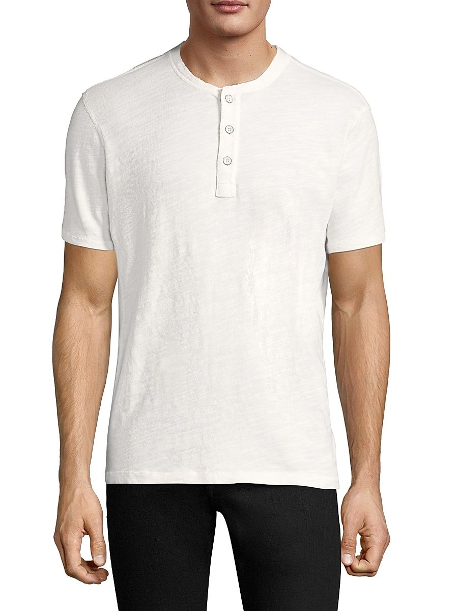 Men's Textured Slim-fit Short Sleeve Henley T-Shirt - White - Size XXL