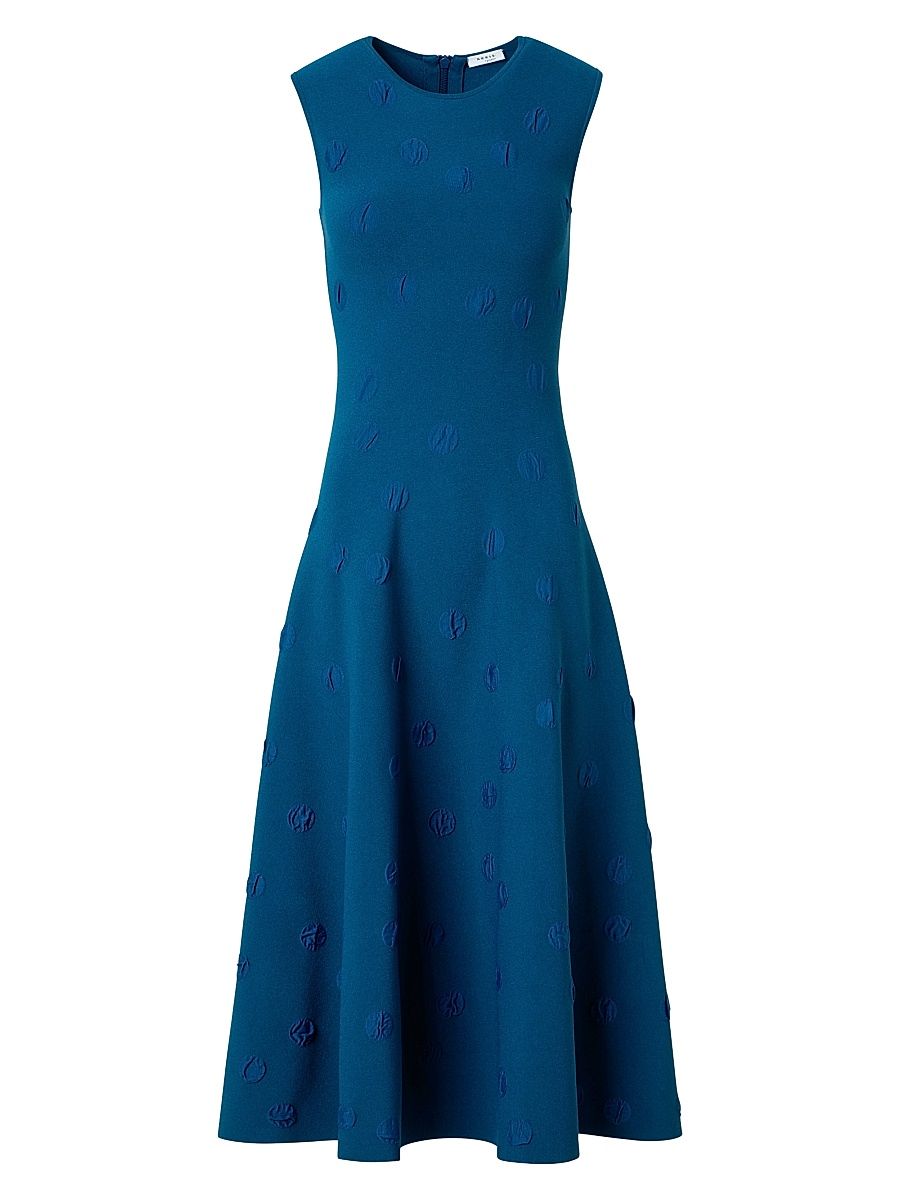 Women's 3D Dot Knit Fit & Flare Midi-Dress - Teal - Size 16