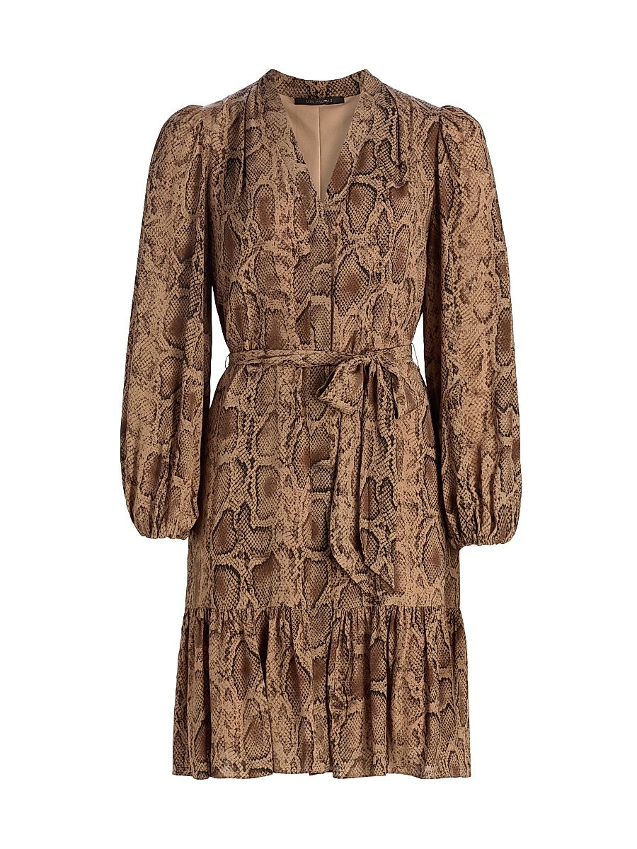 Women's Samara Snake Self-Belt Midi-Dress - Tannin Multi - Size XXL