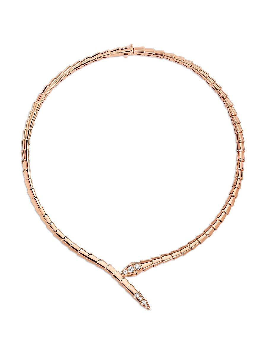 Women's Serpenti Viper 18K Rose Gold & Diamond Necklace - Rose Gold - Size Medium