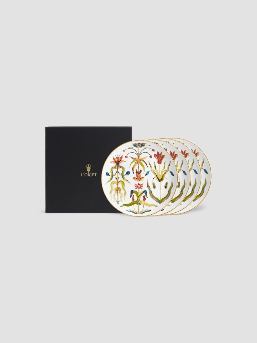 L'Objet Grand Tour 4-Piece Dessert Plate Set - White