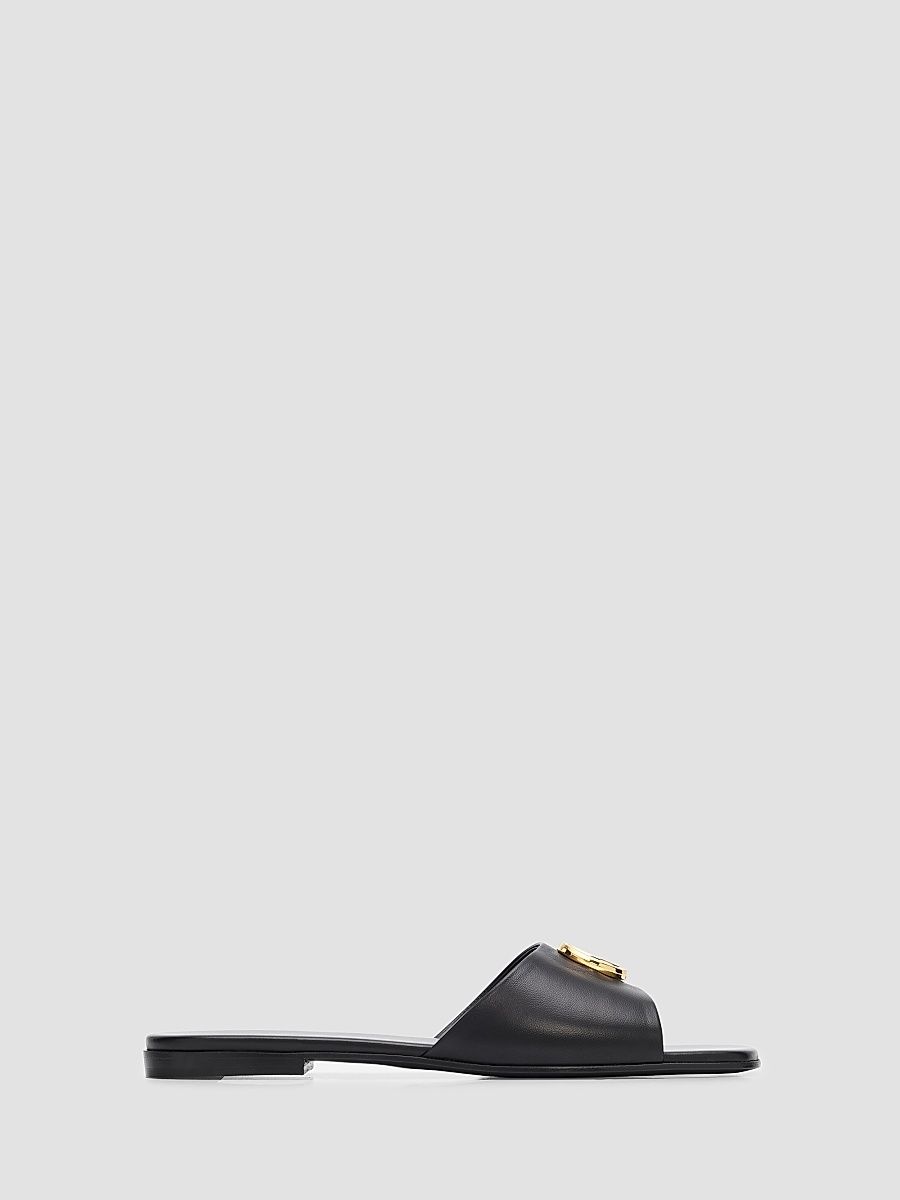 Women's Double G Leather Sandals - Nero - Size 5