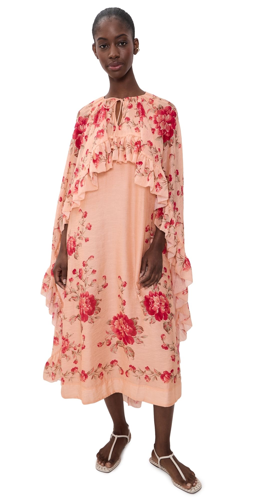 Sea Christina Print Midi Cape Dress Pink M
