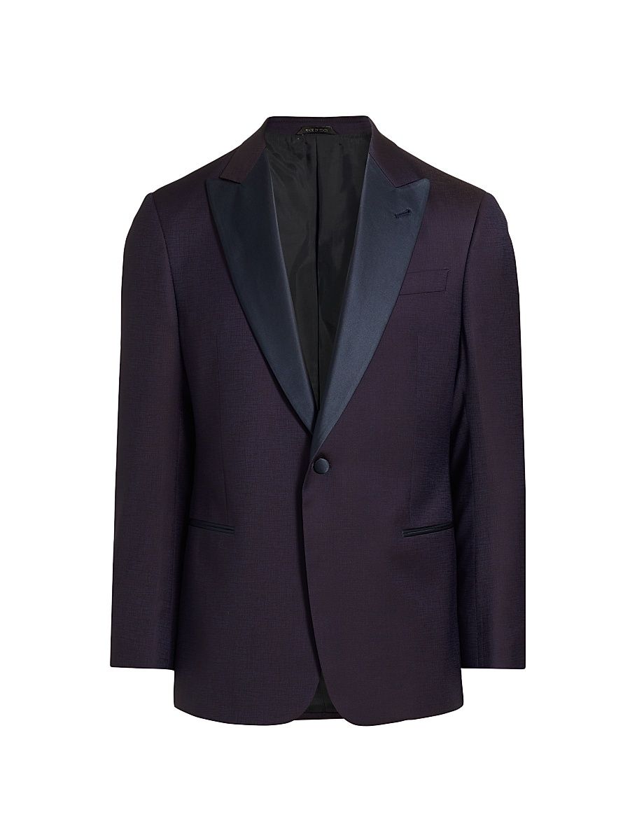 Men's Wool One-Button Dinner Jacket - Purple - Size 48