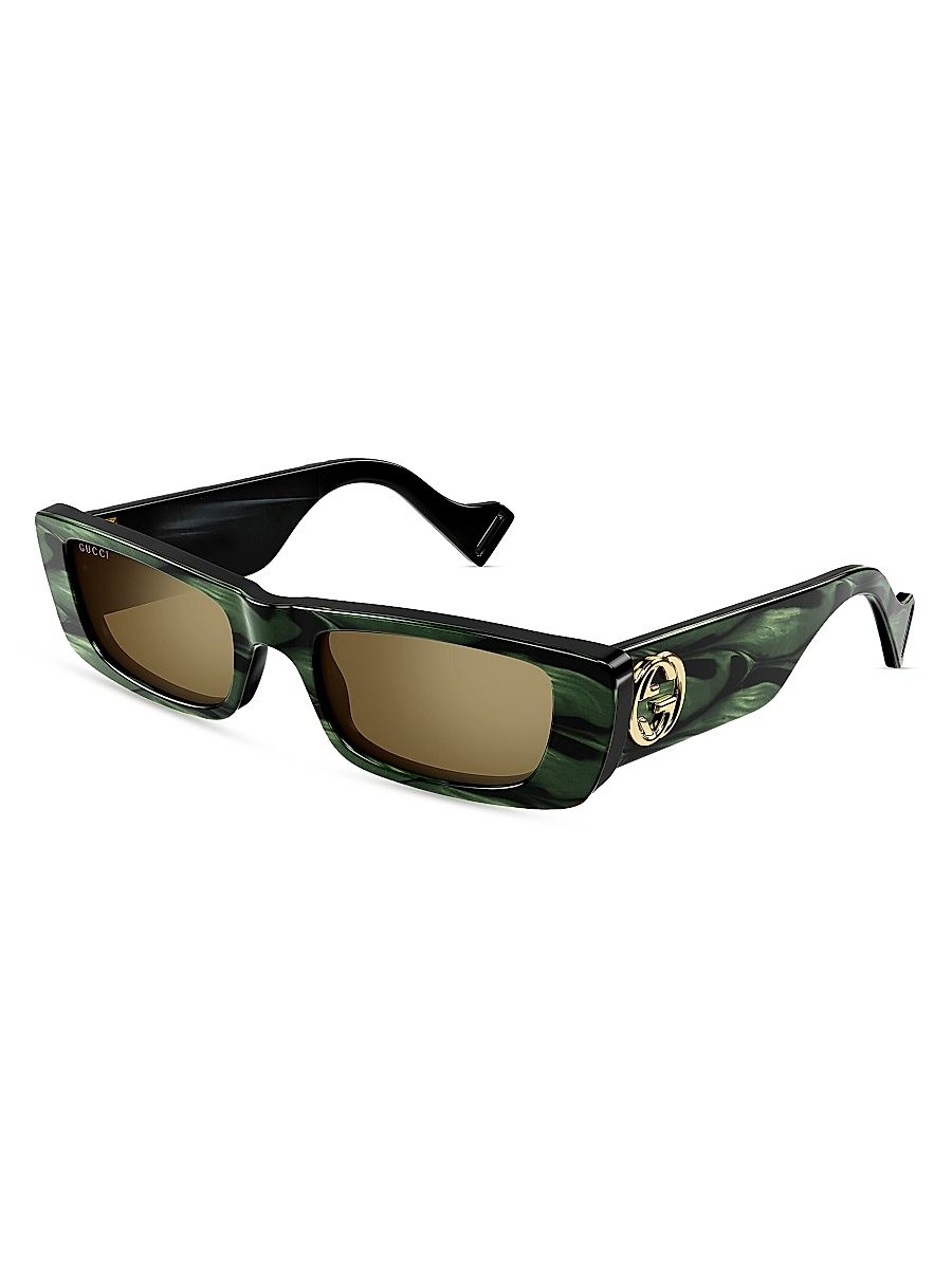 Men's Fluo 52MM Rectangular Acetate Sunglasses - Green
