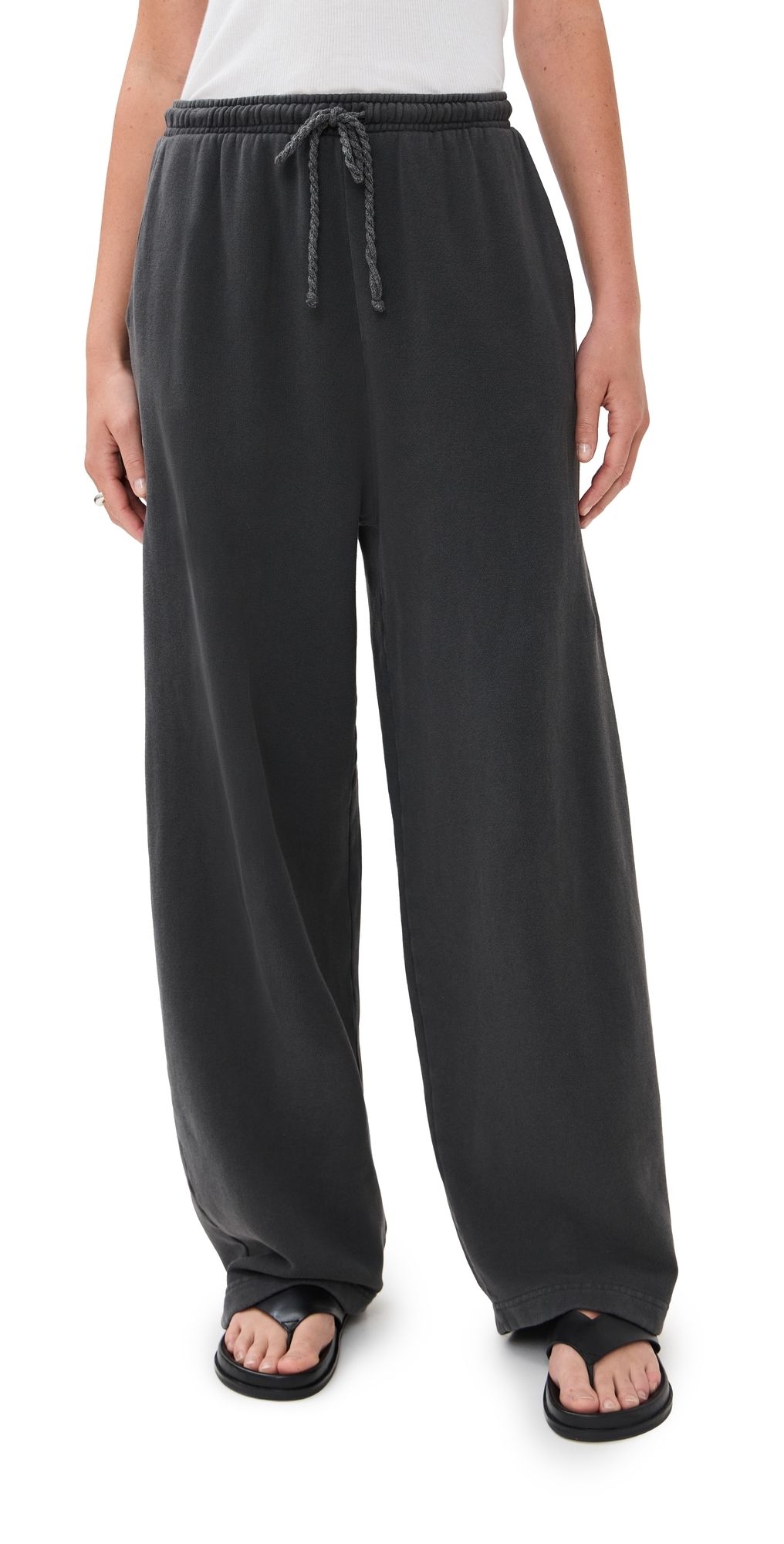The Elder Statesman Daily Wide Leg Sweatpants Coal XS