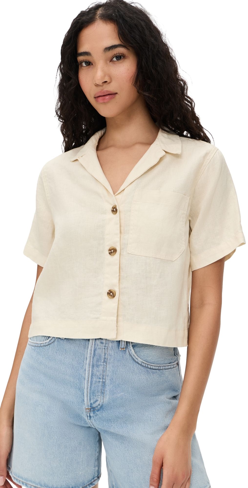 DL1961 Hampton Button Down Shirt Flax Linen S