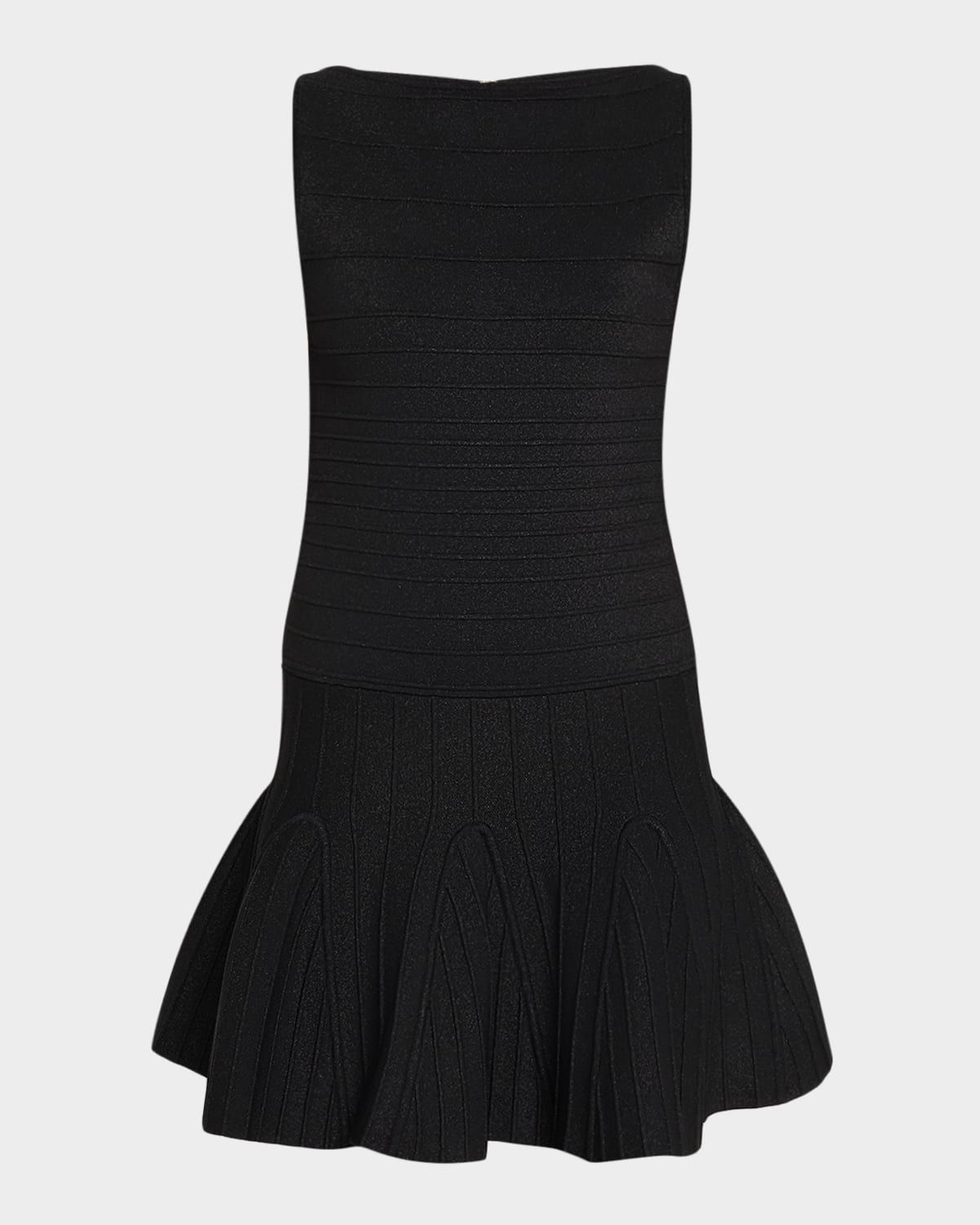 Audrina Metallic Knit Godet-Skirt Sleeveless Mini Dress