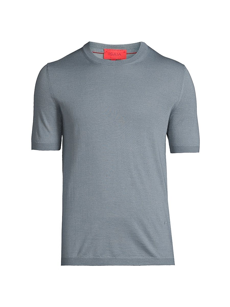 Men's Cashmere-Silk Knit T-shirt - Open Blue - Size Medium