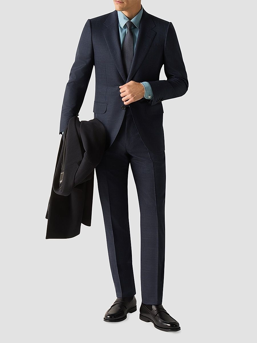 Men's Trofeo 120mila Wool Suit - Navy Blue - Size 50