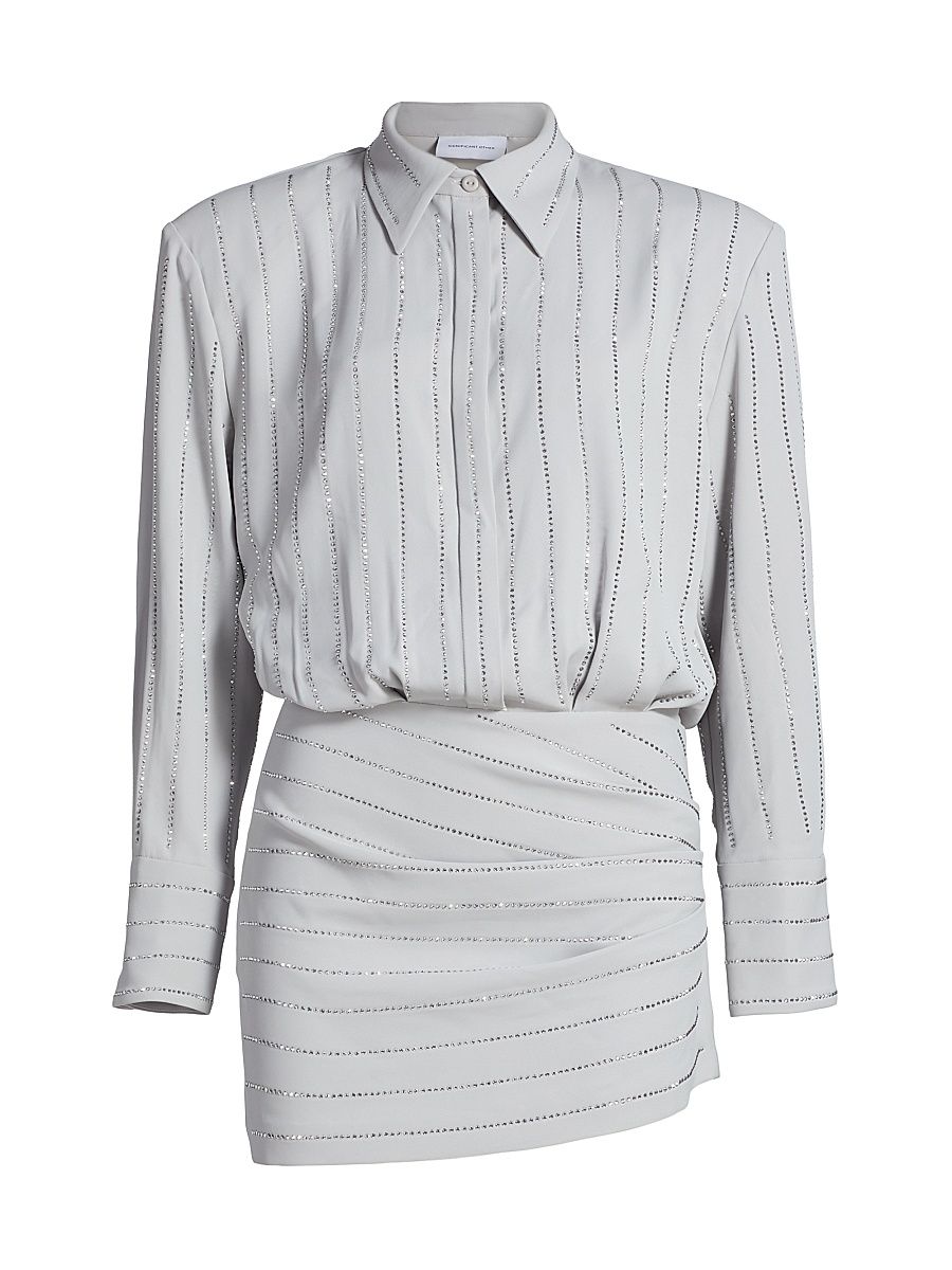 Women's Fraya Diamante Striped Shirtdress - Pewter - Size 4