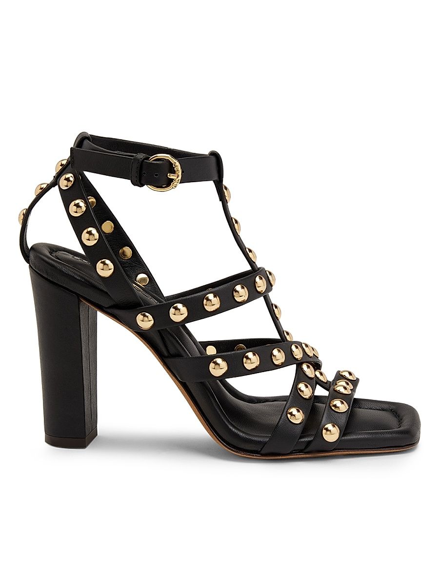 Women's Bijou 95MM Studded Leather Sandals - Black - Size 9.5