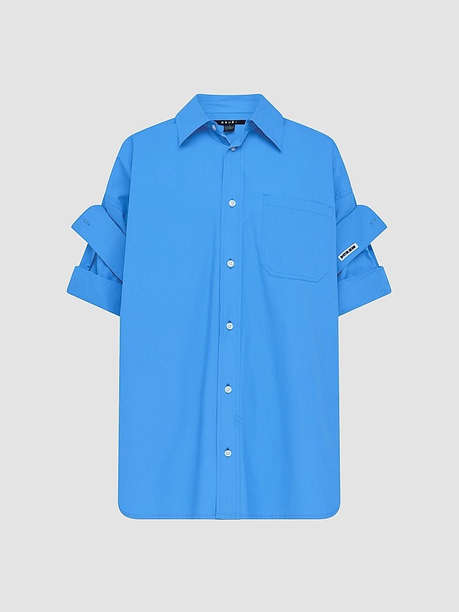 Women's Astra Oversized Cotton Poplin Shirt - Blue - Size Medium