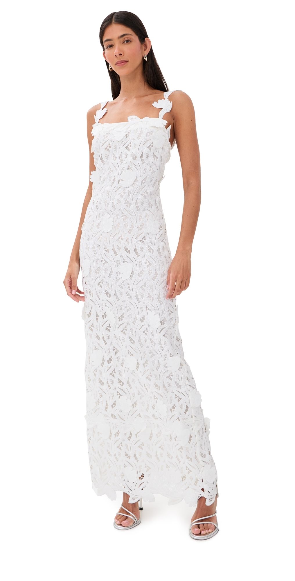 SIMKHAI Marenna Embroidered Sequin Gown White 4