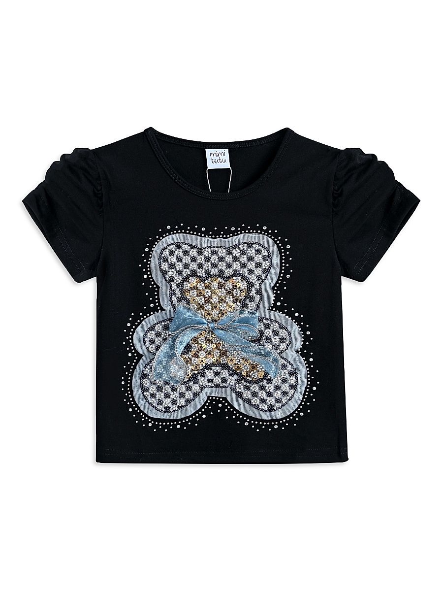 Baby Girl's, Little Girl's & Girl's Bear T-Shirt - Black - Size 9