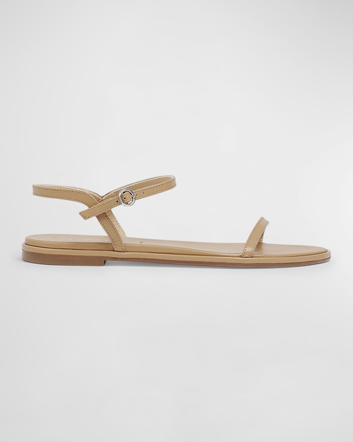 Nettie Nude Leather Ankle-Strap Sandals