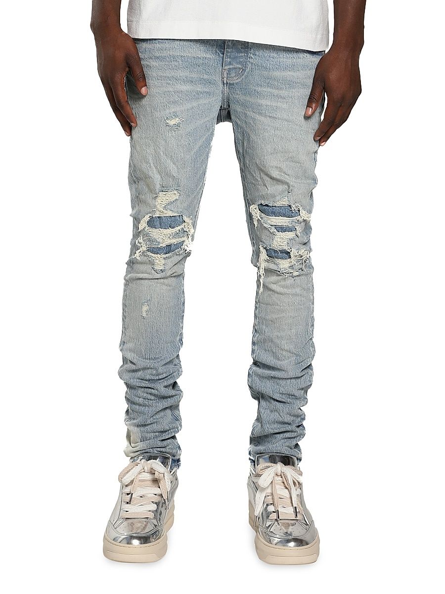 Men's Garda Repairs Distressed Skinny Jeans - Light Indigo - Size 40