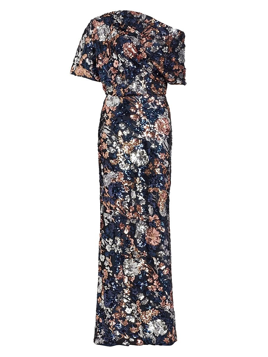 Women's Floral Sequined Off-The-Shoulder Gown - Size 4