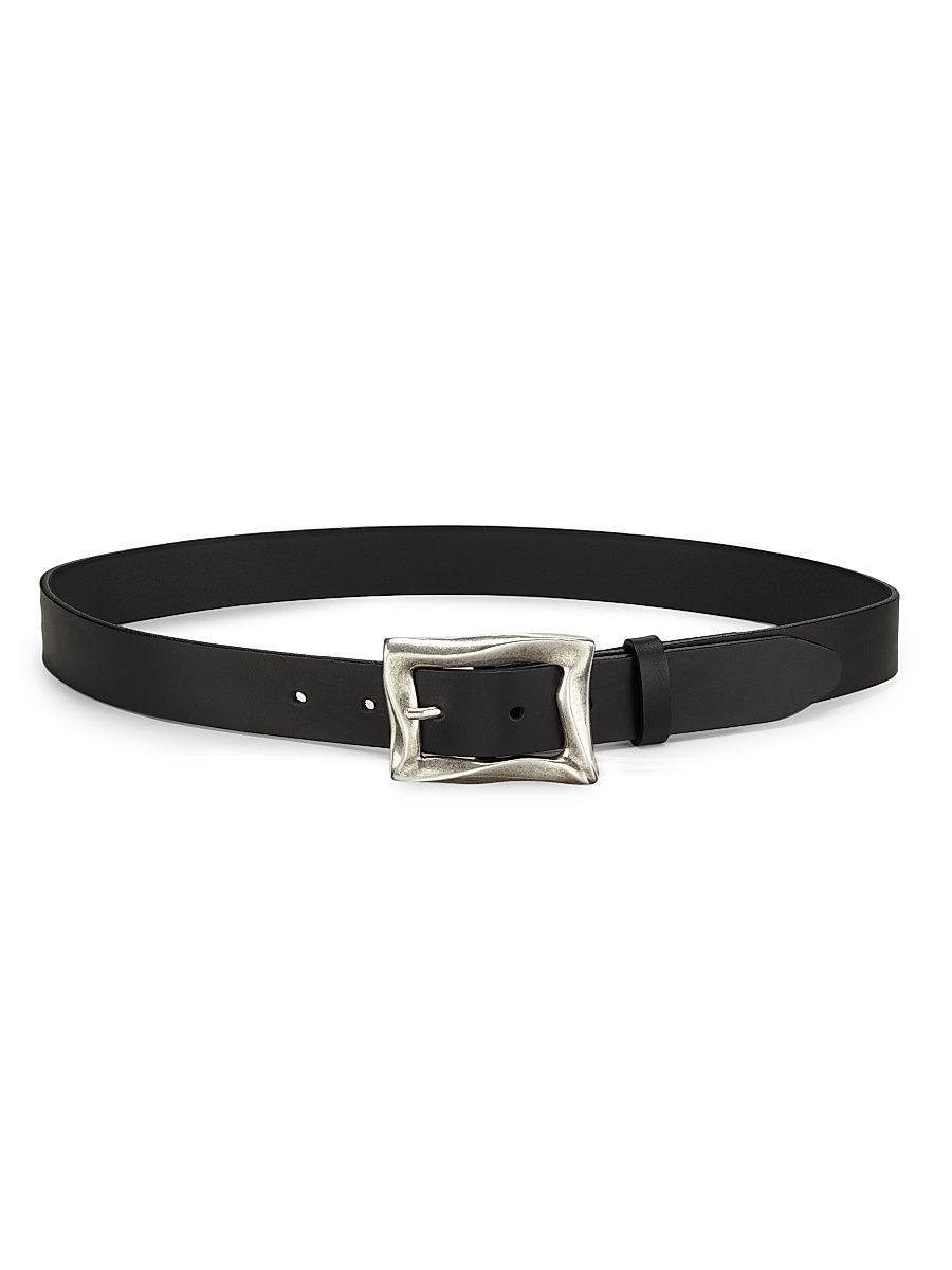 Women's Waverly Leather Belt - Black - Size Large