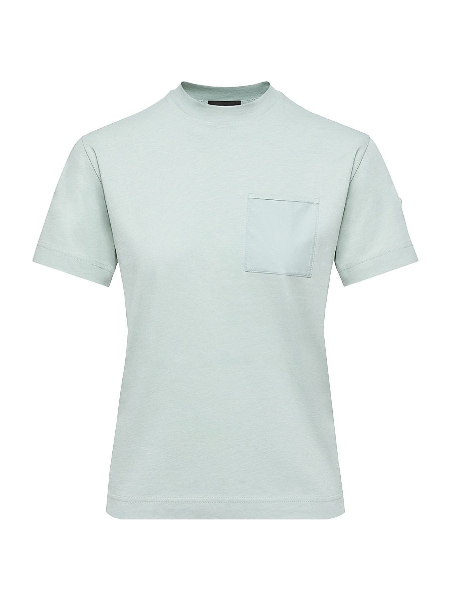 Women's Crew Neck T-Shirt in Cotton Jersey - Aqua Green - Size Medium