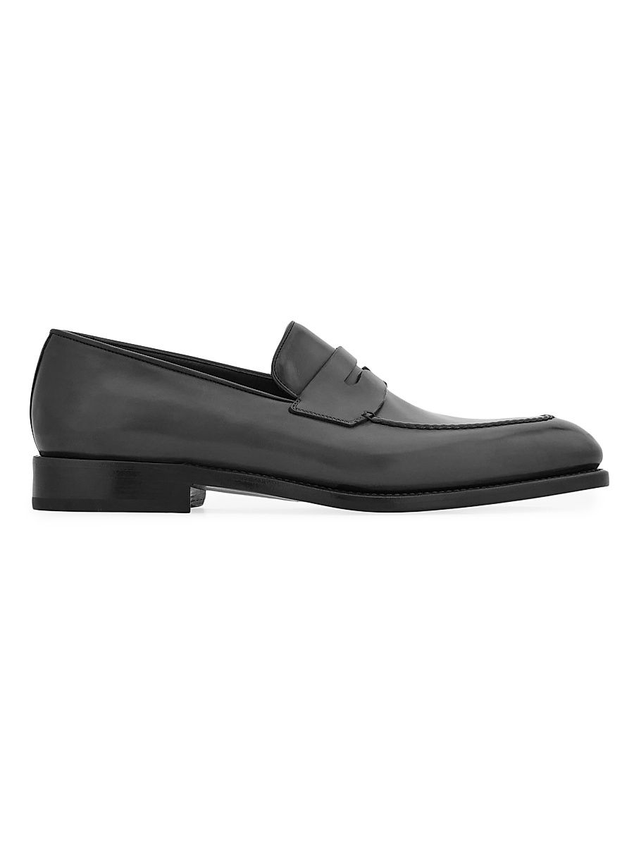 Men's Brandy Patent Leather Penny Loafers - Nero - Size 11
