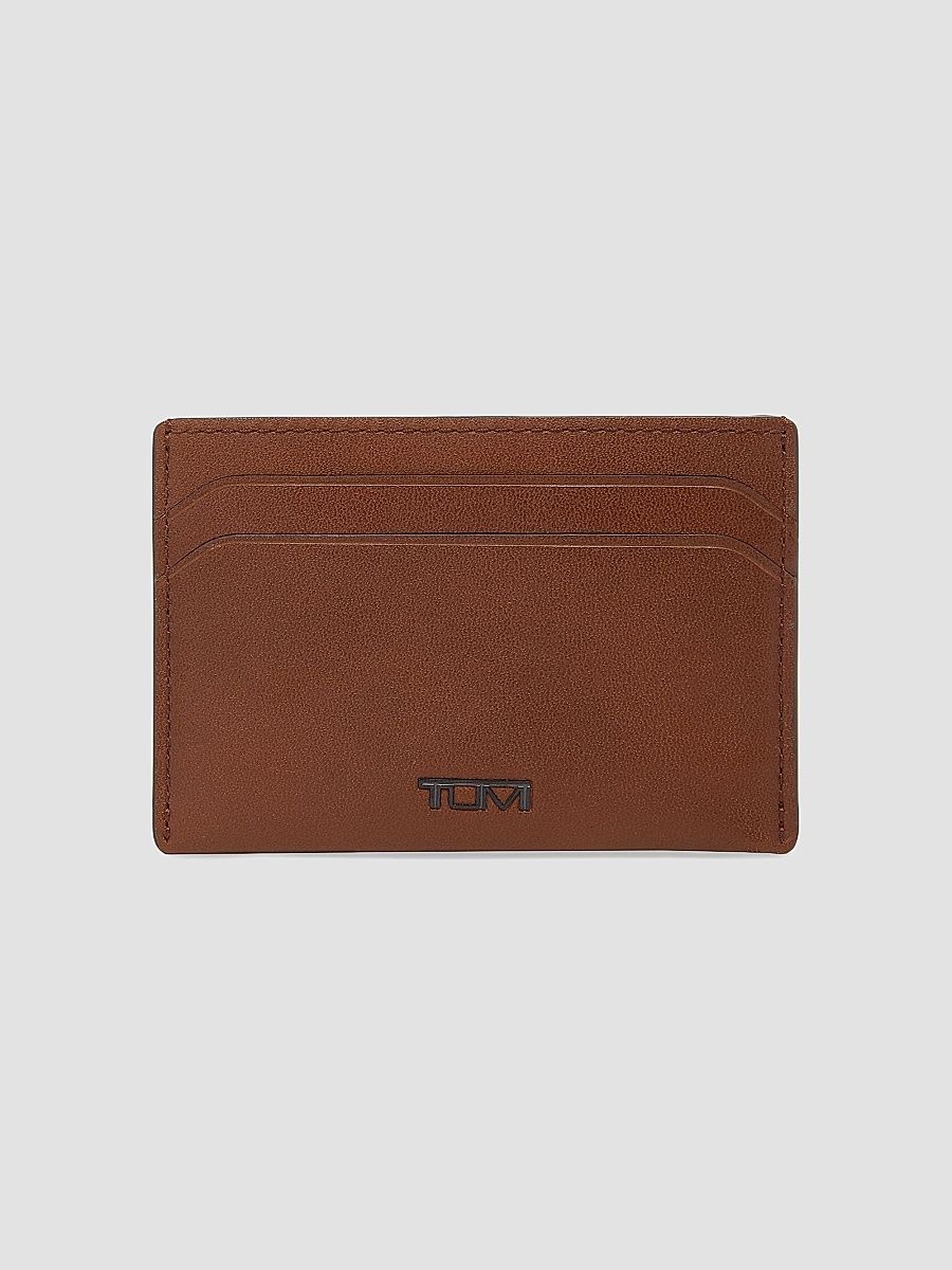 TUMI Men's Nassau Slim Leather Card Case - Cognac