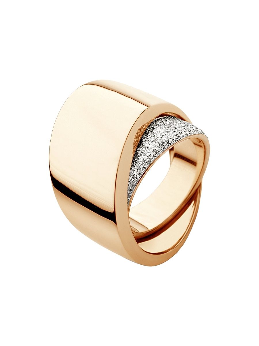 Women's Tourbillon 18K Rose Gold & Diamond Pavé Ring - Rose Gold - Size 6.5