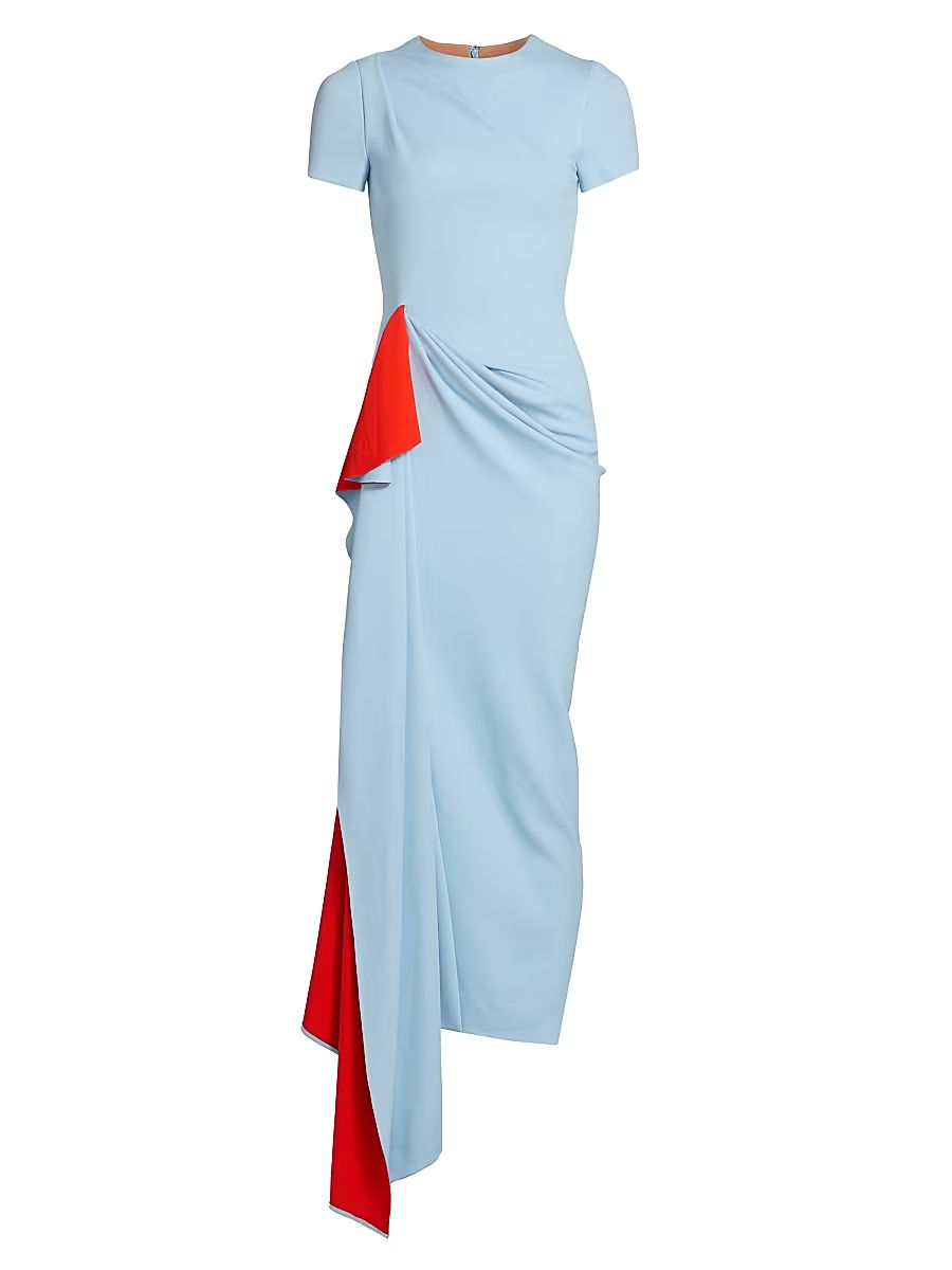 Women's Two-Tone Jersey Asymmetrical Dress - Blue Carnelian - Size 12