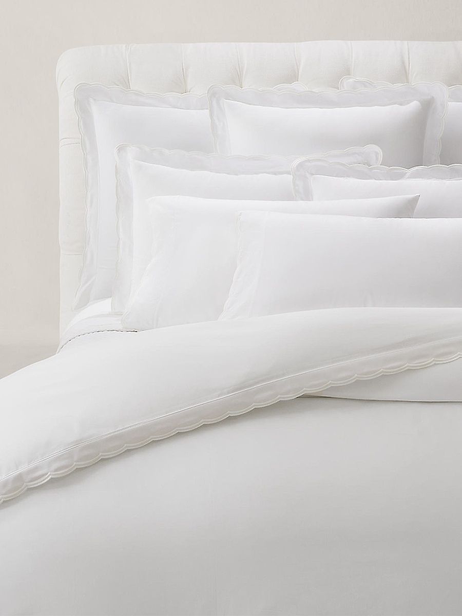 Malin Scallop Cotton Sateen Duvet Cover - Navy - Size European