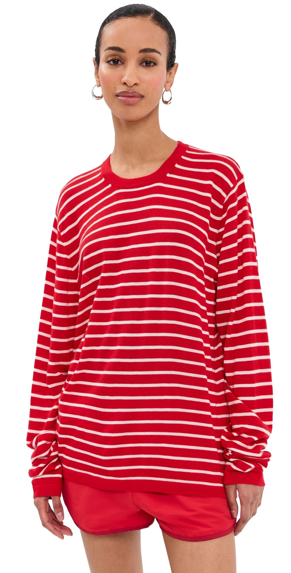 SPRWMN Long Sleeve Cashmere Tee Red Stripes M